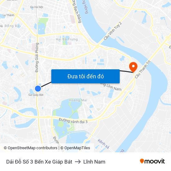 Dải Đỗ Số 3 Bến Xe Giáp Bát to Lĩnh Nam map