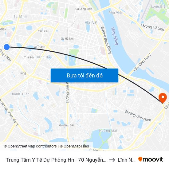 Trung Tâm Y Tế Dự Phòng Hn - 70 Nguyễn Chí Thanh to Lĩnh Nam map
