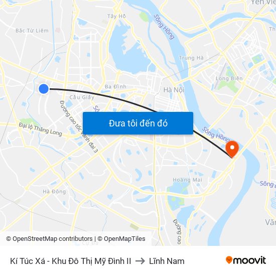 Kí Túc Xá - Khu Đô Thị Mỹ Đình II to Lĩnh Nam map