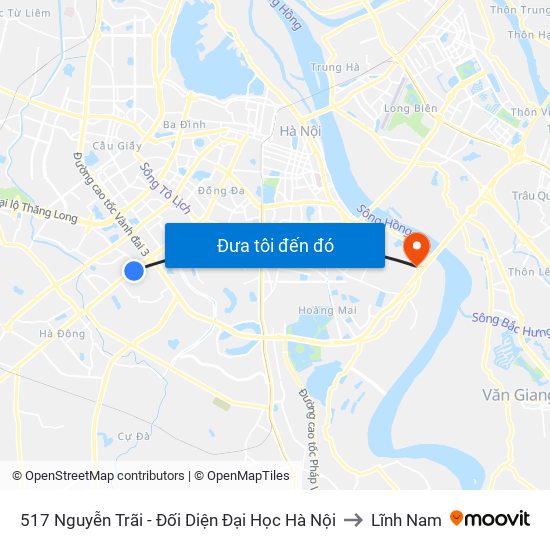 517 Nguyễn Trãi - Đối Diện Đại Học Hà Nội to Lĩnh Nam map