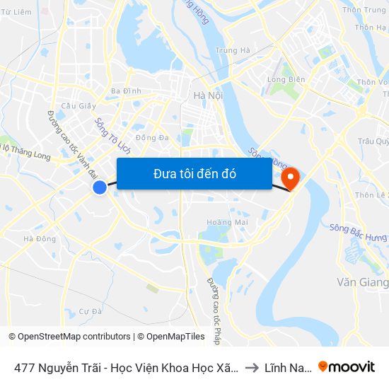 477 Nguyễn Trãi - Học Viện Khoa Học Xã Hội to Lĩnh Nam map