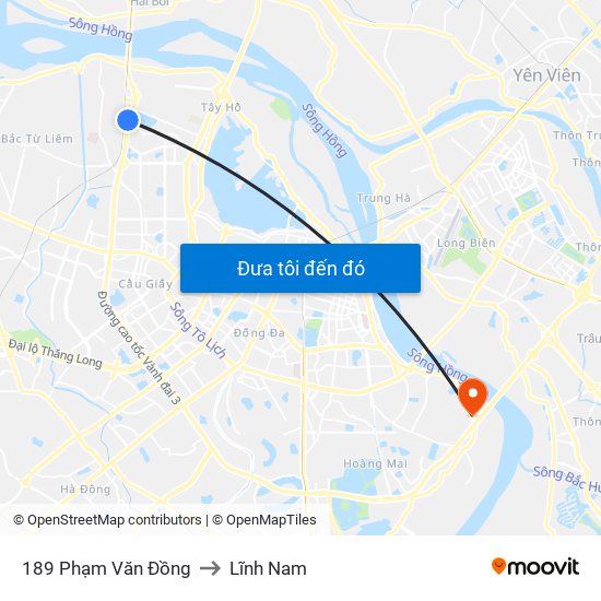 189 Phạm Văn Đồng to Lĩnh Nam map