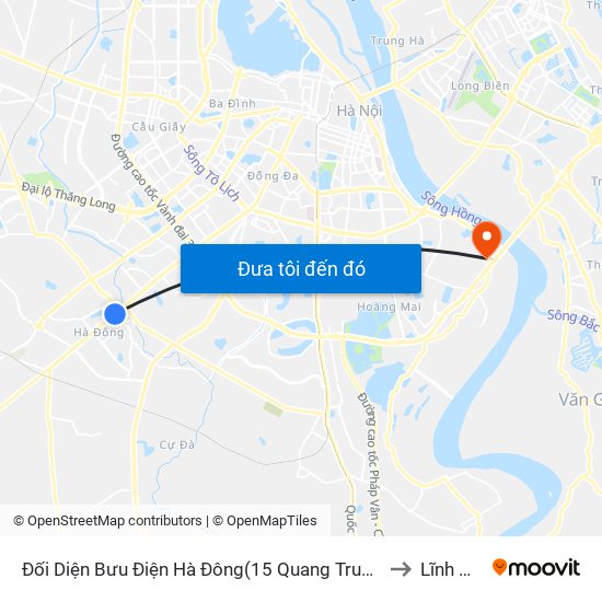 Đối Diện Bưu Điện Hà Đông(15 Quang Trung Hà Đông) to Lĩnh Nam map