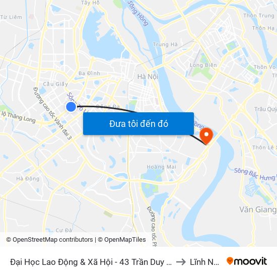 Đại Học Lao Động & Xã Hội - 43 Trần Duy Hưng to Lĩnh Nam map