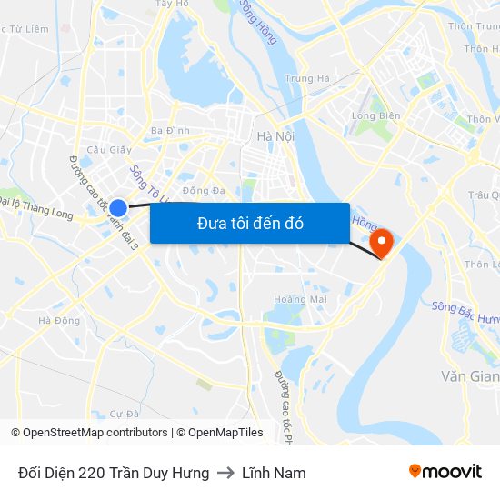 Đối Diện 220 Trần Duy Hưng to Lĩnh Nam map