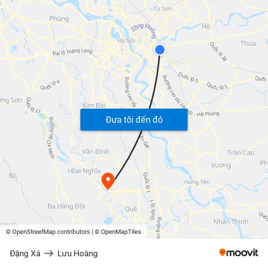 Đặng Xá to Lưu Hoàng map