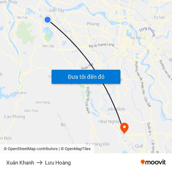 Xuân Khanh to Lưu Hoàng map