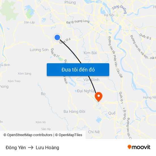 Đông Yên to Lưu Hoàng map