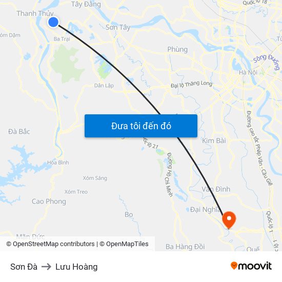 Sơn Đà to Lưu Hoàng map