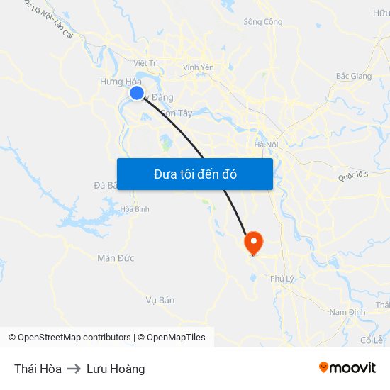 Thái Hòa to Lưu Hoàng map