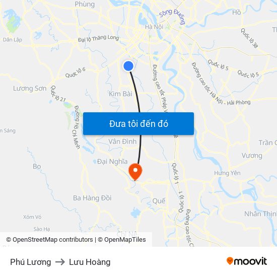 Phú Lương to Lưu Hoàng map