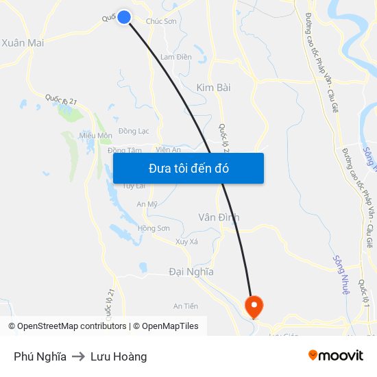 Phú Nghĩa to Lưu Hoàng map