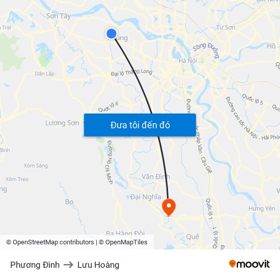 Phương Đình to Lưu Hoàng map