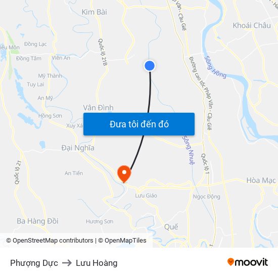 Phượng Dực to Lưu Hoàng map