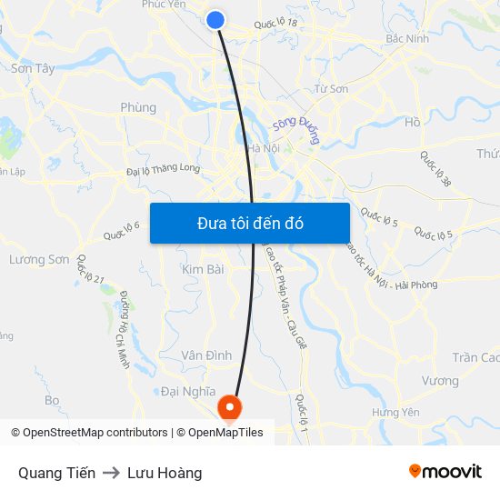 Quang Tiến to Lưu Hoàng map