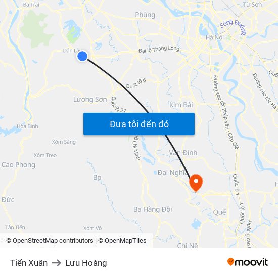 Tiến Xuân to Lưu Hoàng map