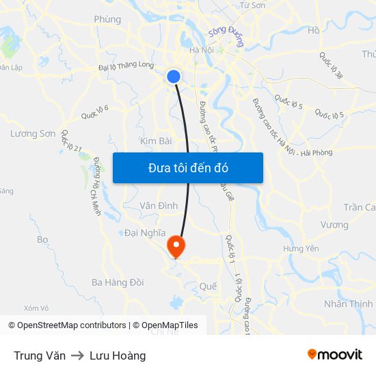 Trung Văn to Lưu Hoàng map