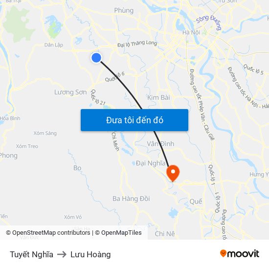 Tuyết Nghĩa to Lưu Hoàng map