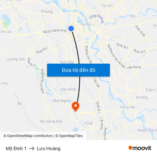 Mỹ Đình 1 to Lưu Hoàng map