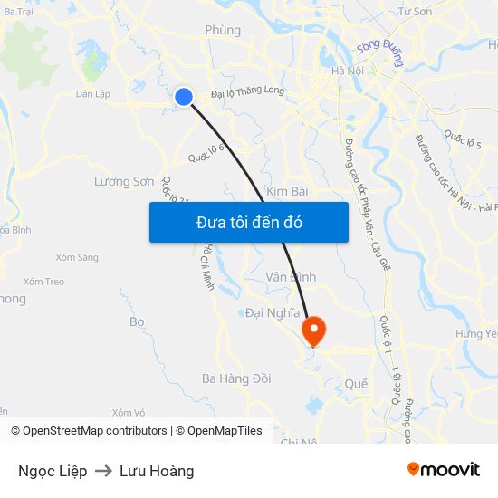 Ngọc Liệp to Lưu Hoàng map