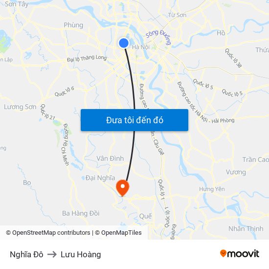 Nghĩa Đô to Lưu Hoàng map
