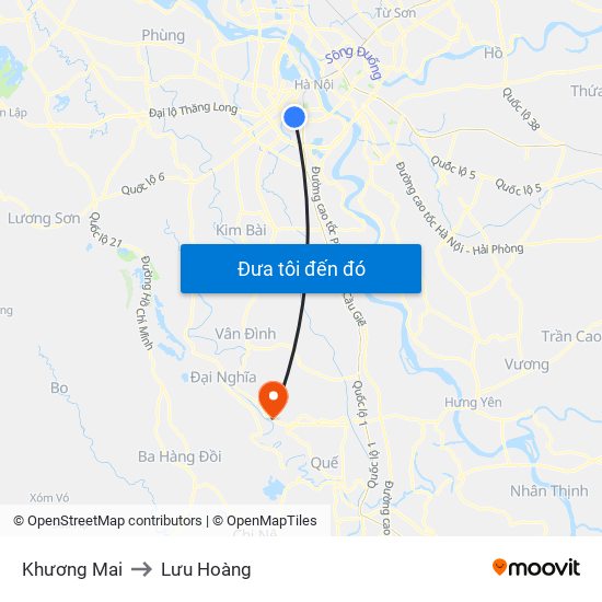 Khương Mai to Lưu Hoàng map