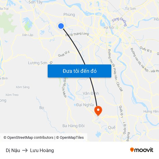 Dị Nậu to Lưu Hoàng map