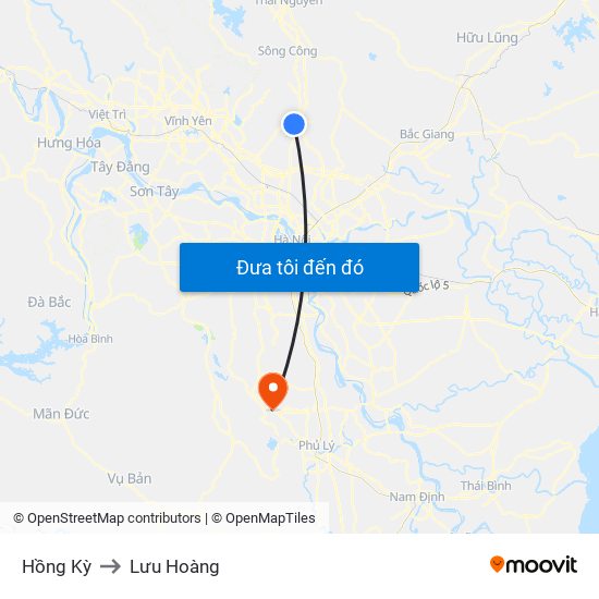 Hồng Kỳ to Lưu Hoàng map