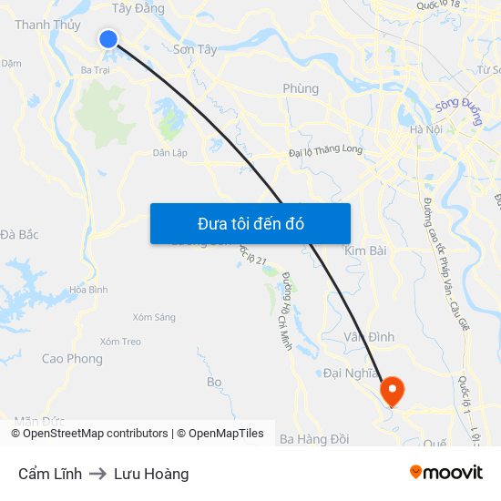 Cẩm Lĩnh to Lưu Hoàng map