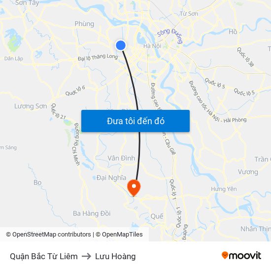 Quận Bắc Từ Liêm to Lưu Hoàng map