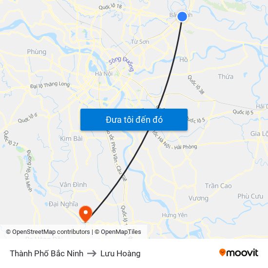 Thành Phố Bắc Ninh to Lưu Hoàng map