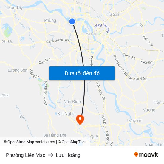 Phường Liên Mạc to Lưu Hoàng map