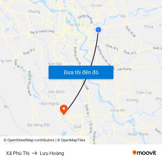 Xã Phú Thị to Lưu Hoàng map