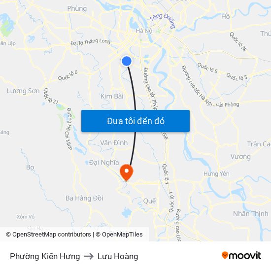 Phường Kiến Hưng to Lưu Hoàng map