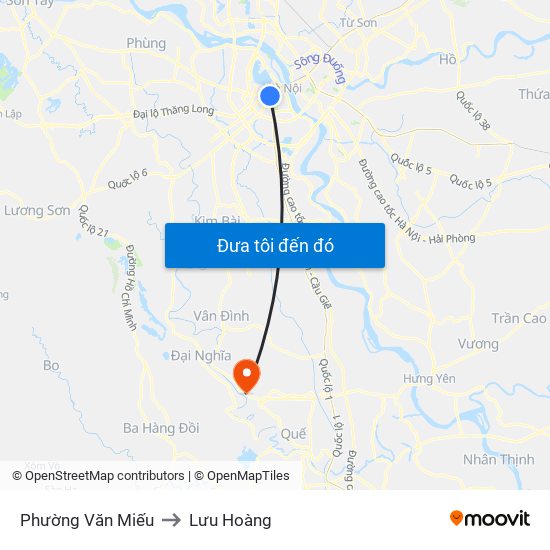 Phường Văn Miếu to Lưu Hoàng map
