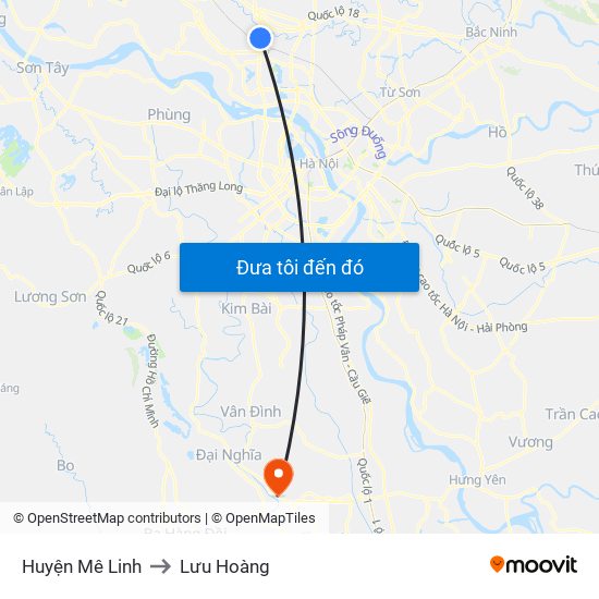 Huyện Mê Linh to Lưu Hoàng map
