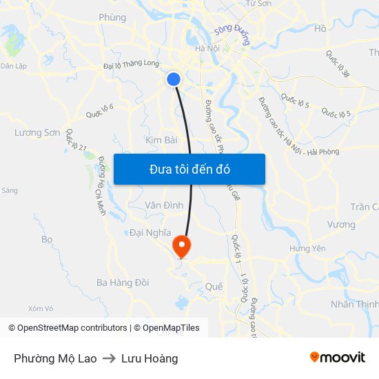 Phường Mộ Lao to Lưu Hoàng map