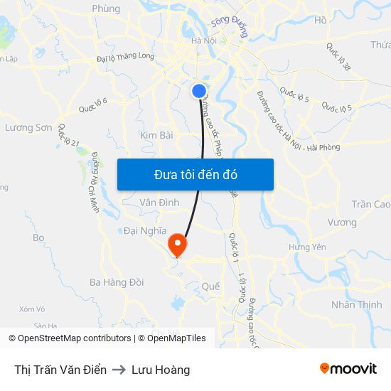 Thị Trấn Văn Điển to Lưu Hoàng map