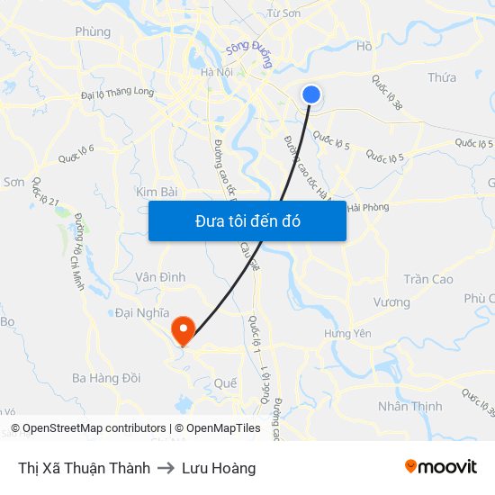 Thị Xã Thuận Thành to Lưu Hoàng map