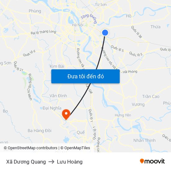 Xã Dương Quang to Lưu Hoàng map