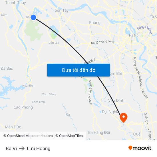 Ba Vì to Lưu Hoàng map