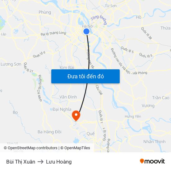 Bùi Thị Xuân to Lưu Hoàng map