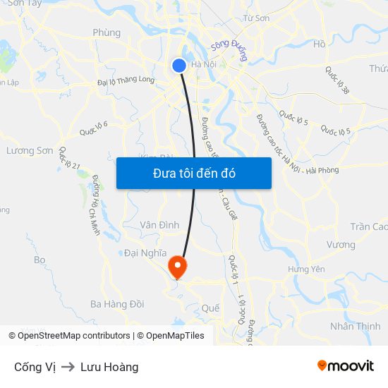 Cống Vị to Lưu Hoàng map