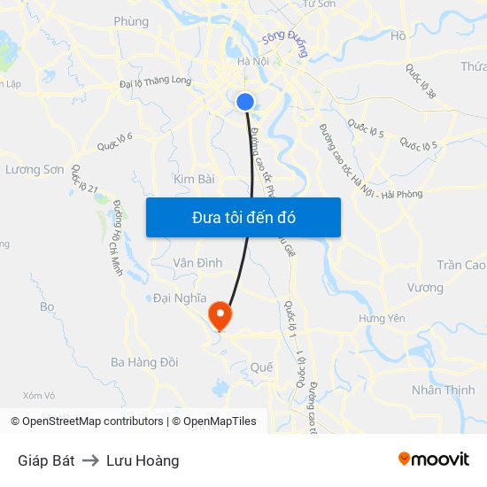 Giáp Bát to Lưu Hoàng map