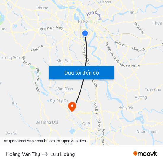 Hoàng Văn Thụ to Lưu Hoàng map