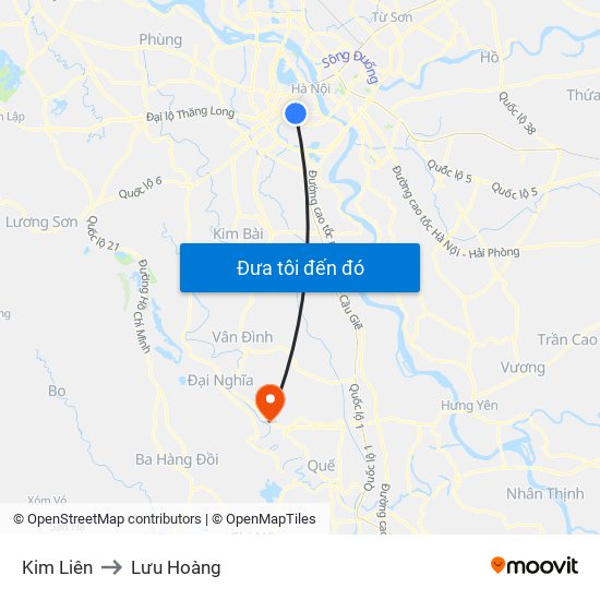 Kim Liên to Lưu Hoàng map