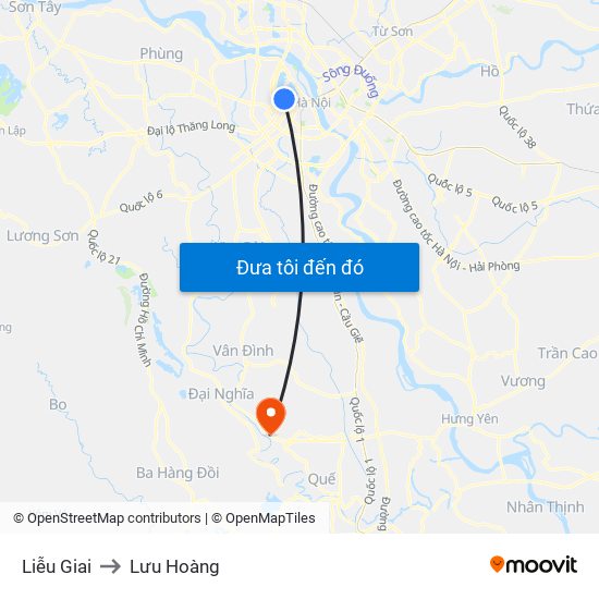 Liễu Giai to Lưu Hoàng map