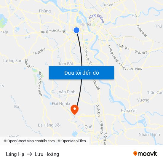 Láng Hạ to Lưu Hoàng map