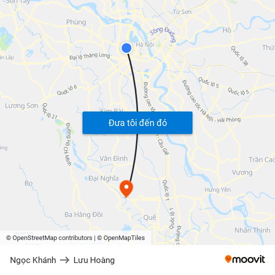 Ngọc Khánh to Lưu Hoàng map