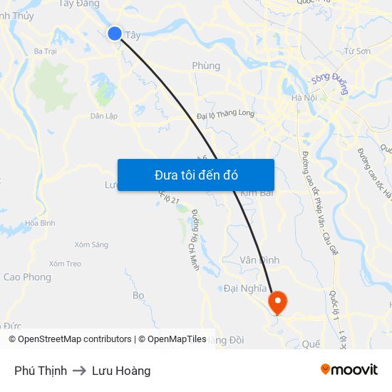 Phú Thịnh to Lưu Hoàng map